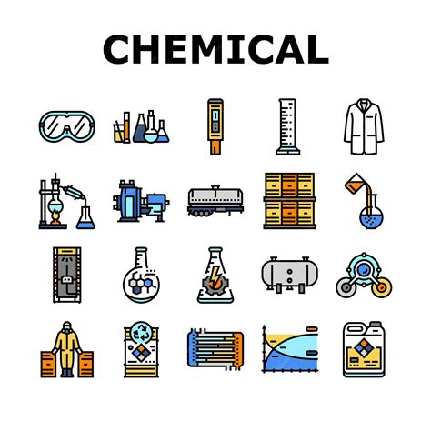 Premium Vector Chemical Engineer Research Icons Set Vector Chemistry