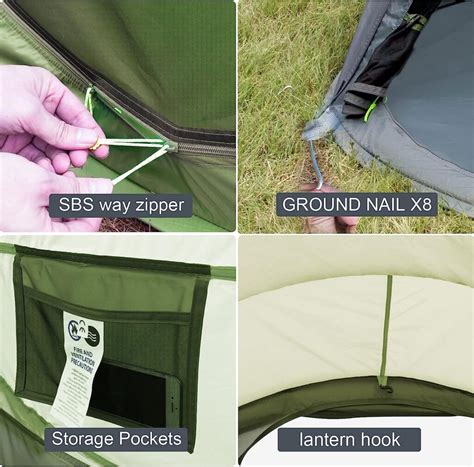 4 Person Easy Pop Up Tent Waterproof Automatic Setup 2 Doors Instant