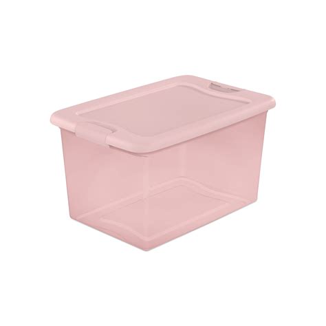 Sterilite Plastic 64 Qt Latching Box Blush Pink Tint