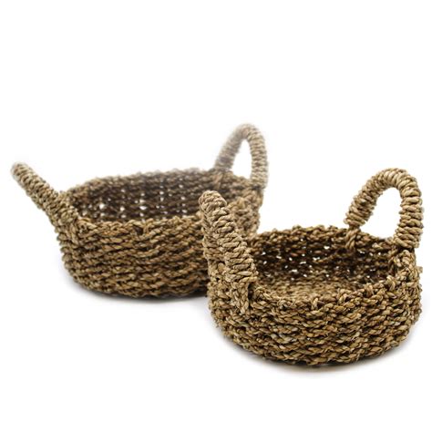 Wholesale Natural Seagrass Basket Set Of 2 Ancient Wisdom Tware Supplier