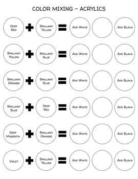 Color Mixing Worksheet by Jill Hummel | TPT