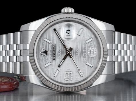 Rolex Datejust Jubilee Quadrante Argento Onda Wave Diamanti