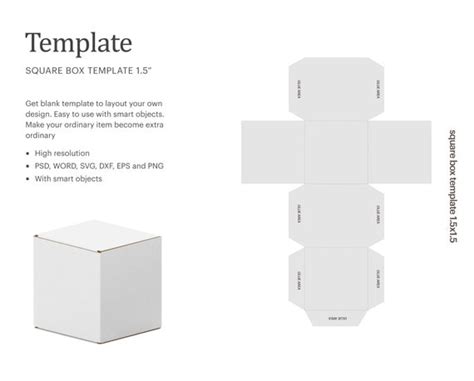 Square Gift Box Template 1.5x 1.5 Square Paper - Etsy UK