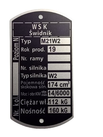 TABLICZKA ZNAMIONOWA WSK 175 M21W2 silnik W2 1978 porównaj ceny