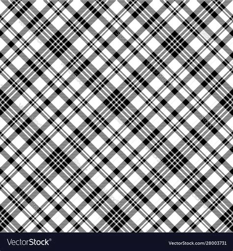 Diagonal Black White Check Plaid Seamless Pattern Vector Image