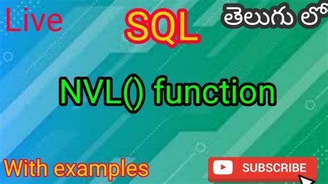 Nvl Function In Sql With Examples Very Important Function Priya 2021 Youtube