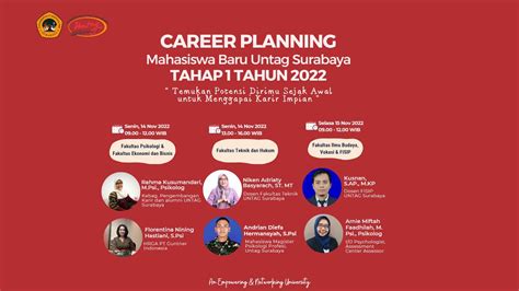 Career Planning Mahasiswa Baru Untag Surabaya 2022 Youtube