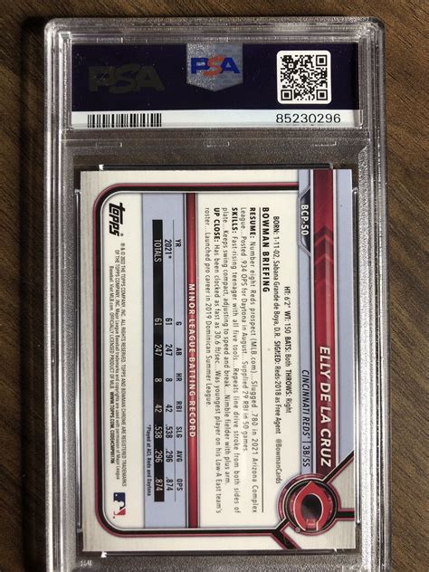 ELLY DE LA CRUZ 2022 1st Bowman Chrome Prospects BCP50 PSA 8 NM MT Pre