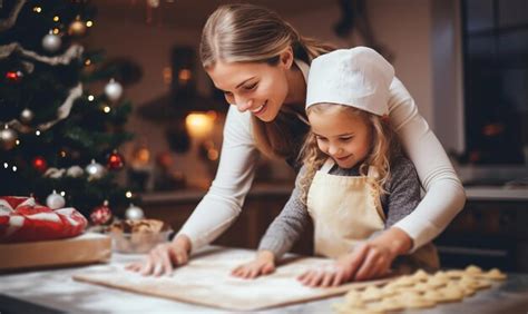 M E E Filha Assando Biscoitos Festivos De Natal Juntas Em Casa Durante