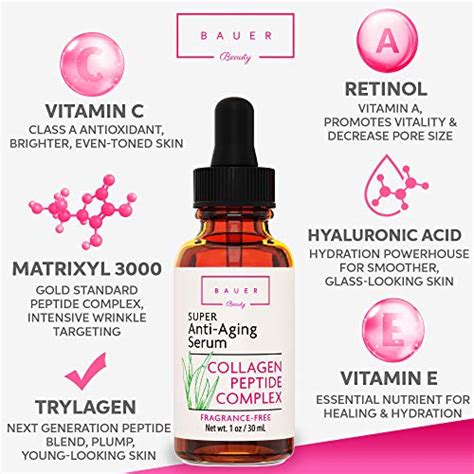 Collagen Face Serum Best Anti Aging Peptide Complex With Matrixyl 3000 And Hyaluronic Acid