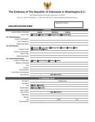 Washington, D.C. Indonesian Visa Application Form - the Embassy of the ...