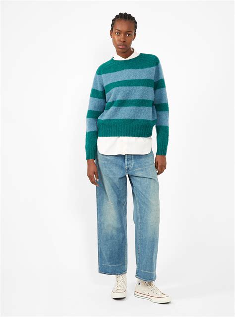 A Dance In The Jungle Sweater Green And Blue Stripe By Howlin