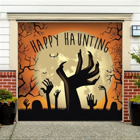 My Door Decor 285903hall 007 7 X 8 Ft Happy Haunting Graveyard Zombie Hands Halloween Door M 1