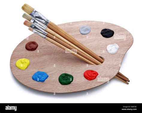 Artist S Palette With Brushes Stock Photo Alamy