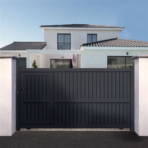 Portail Aluminium Coulissant Avec Portillon Int Gr Portail Aluminium