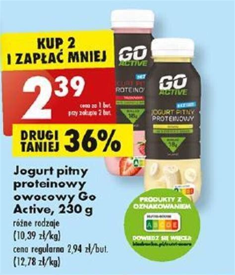 Promocja Jogurt Pitny Proteinowy Owocowy Go Active 230 G W Biedronka