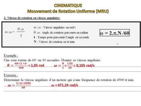 Ntroduire Imagen Formule De La Vitesse De Rotation Fr