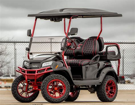 Club Car Onward Custom Black Red Alligator Seat 4 Seater | Excessive Carts