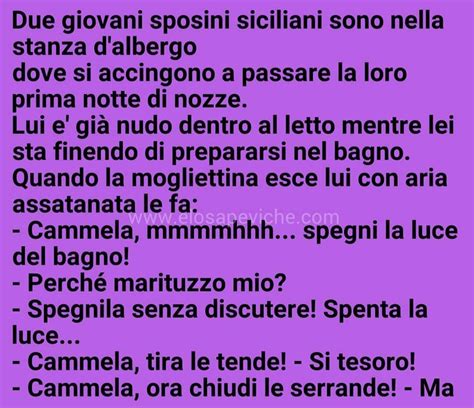 Barzelletta 2 sposini siciliani sono nella stanza d albergo Lui è