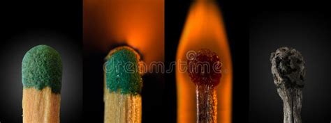 Close Up Of A Burning Match Compilation Stock Image Image Of Flare