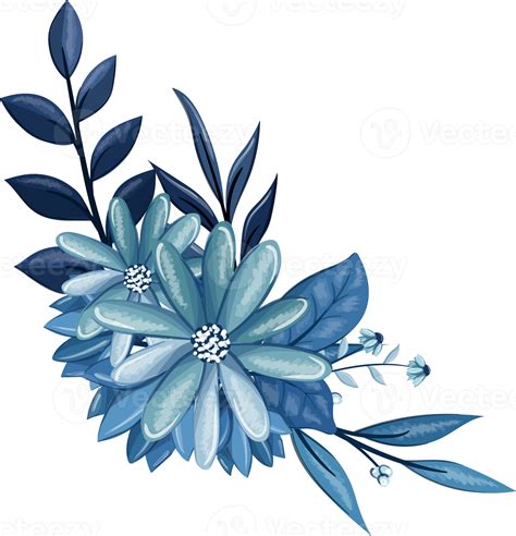 Blue Floral Bouquet With Watercolor 16407677 Png