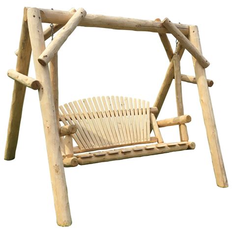 Outdoor White Cedar Log Swing With A Frame