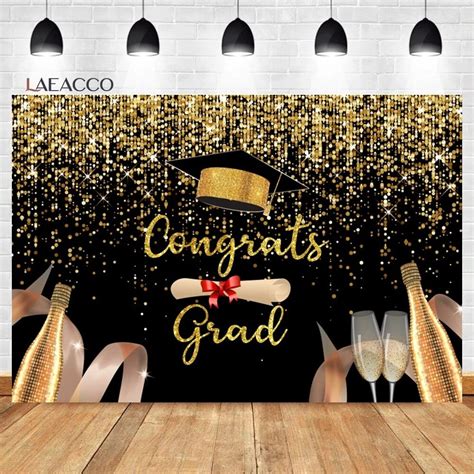 Laeacco Congrats Grad Class Of 2024 Backdrop Graduation Academic Cap