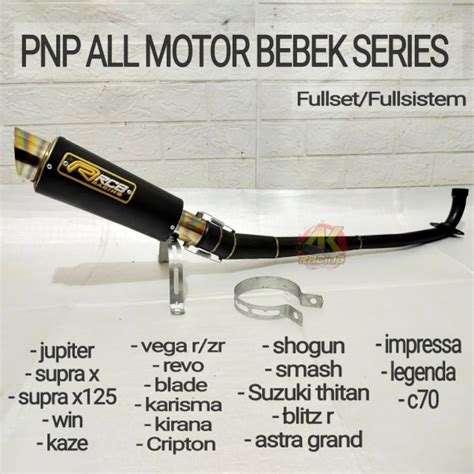 Jual Knalpot Racing RCB Full HITAM Rainbow PNP MOTOR Supra Jupiter Revo