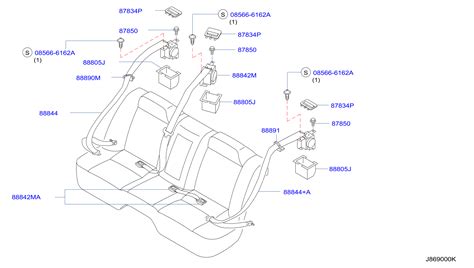 Infiniti I30 Seat Belt Lap And Shoulder Belt Rear 88842 5Y701