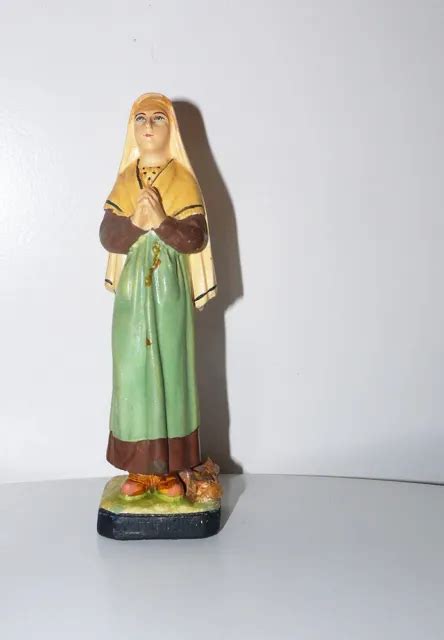 Statuette Religieuse Ancienne En Pl Tre De Sainte Bernadette De Lourdes