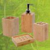 Evideco Ecobio Bamboo Square Bathroom Toothbrush And Toothpaste Holder