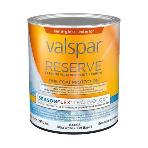 Valspar Reserve Season Flex Semi Gloss Tintable Latex Exterior Paint Primer 1 Quart At