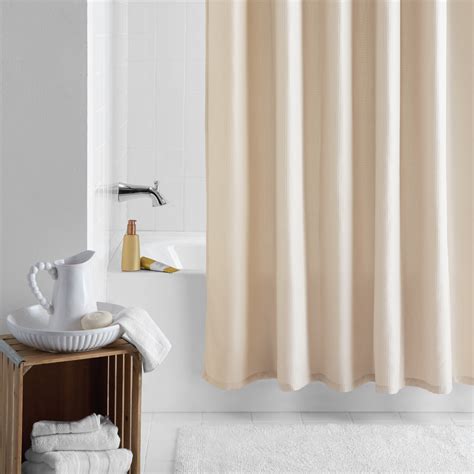 Mainstays Waffle Weave Fabric Shower Curtain Solid Ivory 70 X 72