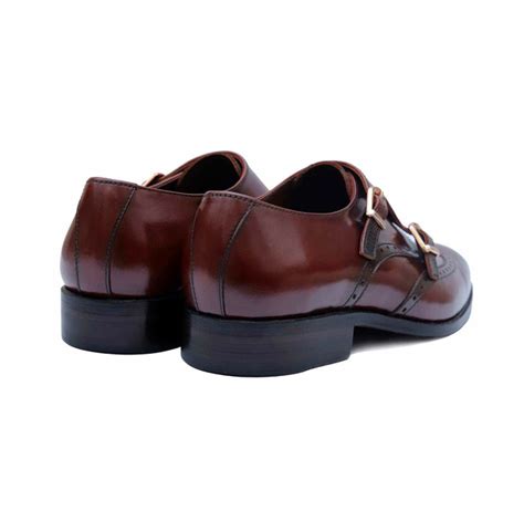 Handmade Brown Double Monk Wingtip Dress Shoes Men Rebelsmarket