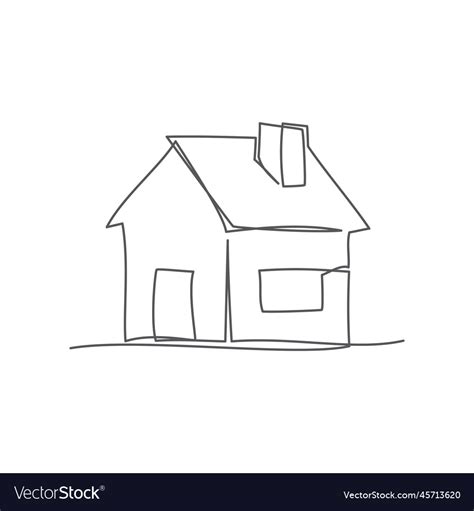 House one line drawing on white background Vector Image