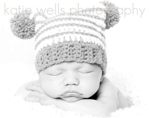 Custom Crochet Baby Hat With 2 Pom Poms - Etsy