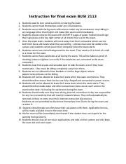 Student Instruction For The Busi Final Exam Docx Instruction For