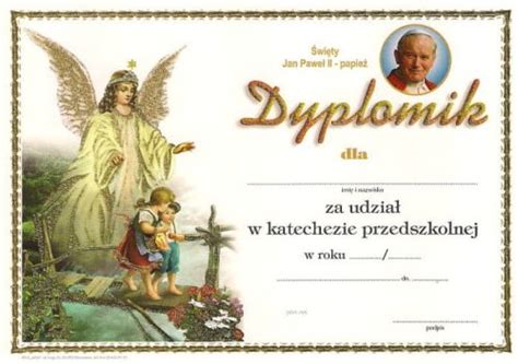 Dyplom Za Udzia W Katechezie Przedszkole Brokat E Religijne Pl