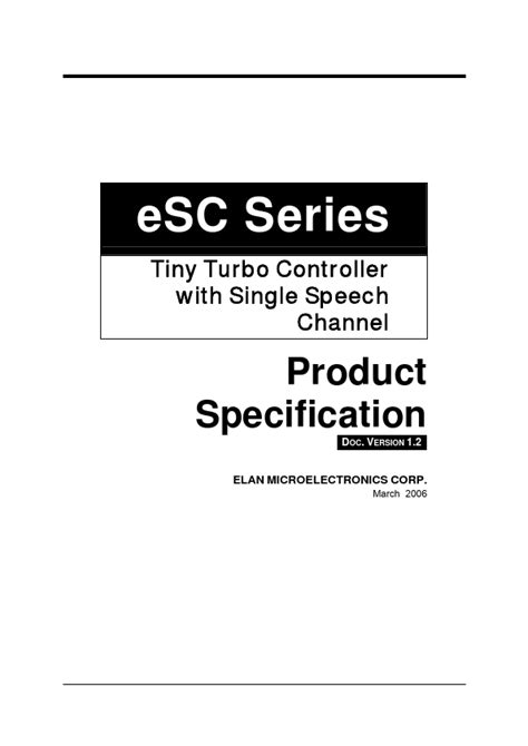 Esc320 Elan Microelectronics Controller Hoja De Datos Ficha Técnica