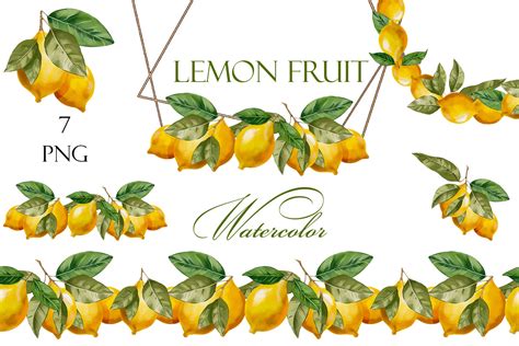 Watercolor Lemon Clipart Lemon Wreath Graphic By Elenazlataart