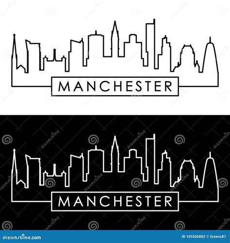 Manchester Skyline Silhouette. Cartoon Vector | CartoonDealer.com ...