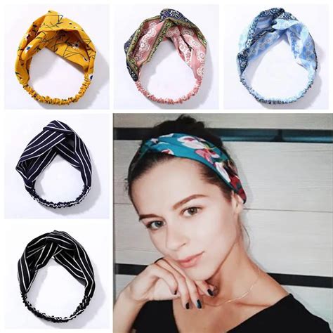 Summer Chiffon Headband Women Hair Accessories Turban Twist Cross Hairband Headwrap Girls Flower