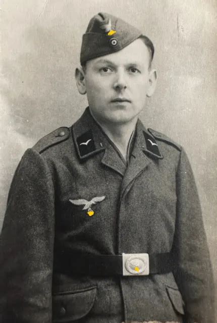 Pk Portrait Foto Lw Luftwaffe Flak Regiment Schiffchen Wk Frankreich