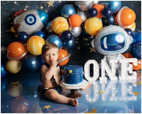 Space Theme Cake Smash Ct Photographer First Birthday