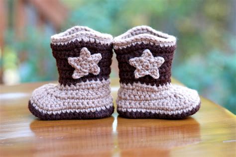 Crochet Baby Cowboy Boots Brown Baby Booties Size