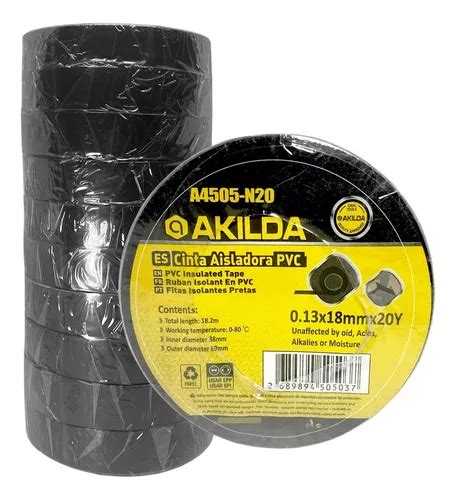 Pack 10 Cinta Huincha Aisladora 18mm X 20m X 0 13 Akilda Cuotas Sin