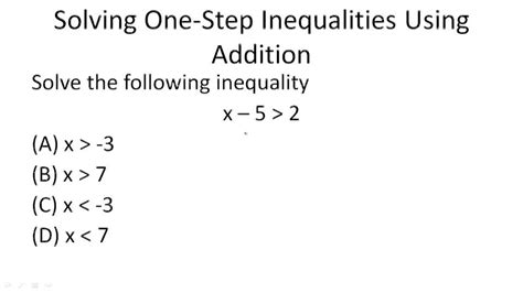 Solve One Step Inequalities Video Algebra Ck 12 Foundation