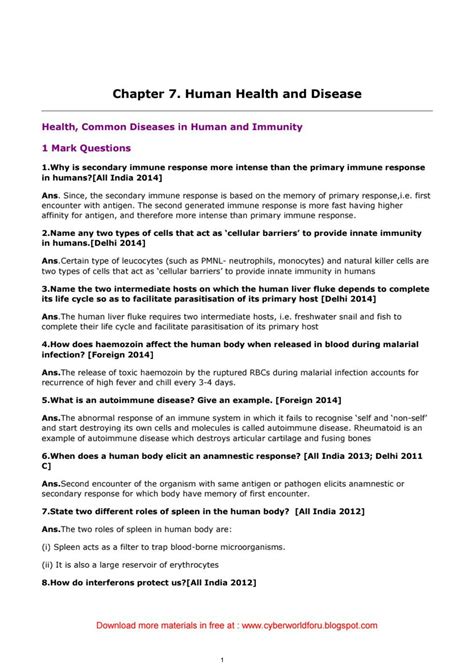 Solution Biology Class Th Human Health And Disease Studypool