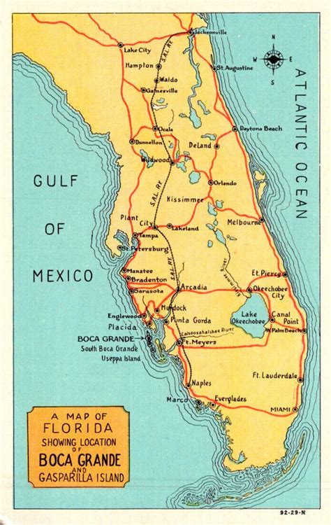 Florida Map Showing Location Of Boca Grande And Gasparilla Island