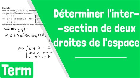 Comment D Terminer Le Point D Intersection De Deux Droites De L Espace